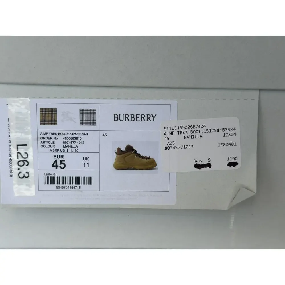 Burberry Manilla Leather Ankle Trek Boots 12 US (45 Euro) 8074577 IT NIB $1190